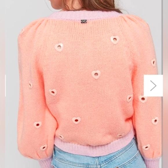 For Love & Lemon Lovejoy Cropped Cardigan Peach - Picture 2 of 6